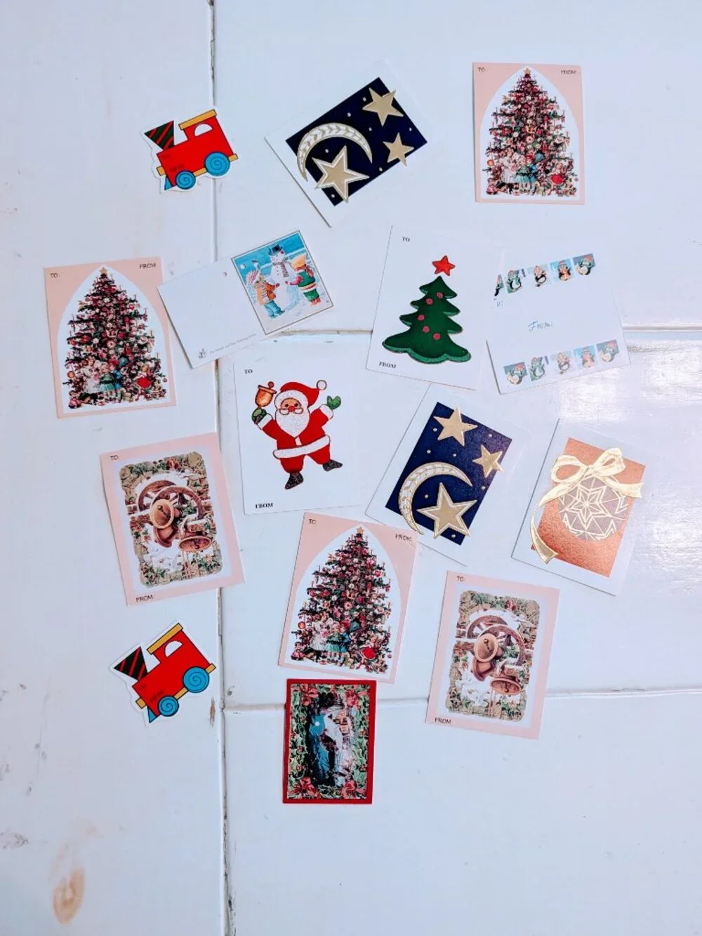 VTG Lot of 450+ Christmas Gift Tags Seals Stickers Craft Retro Holiday Wrapping